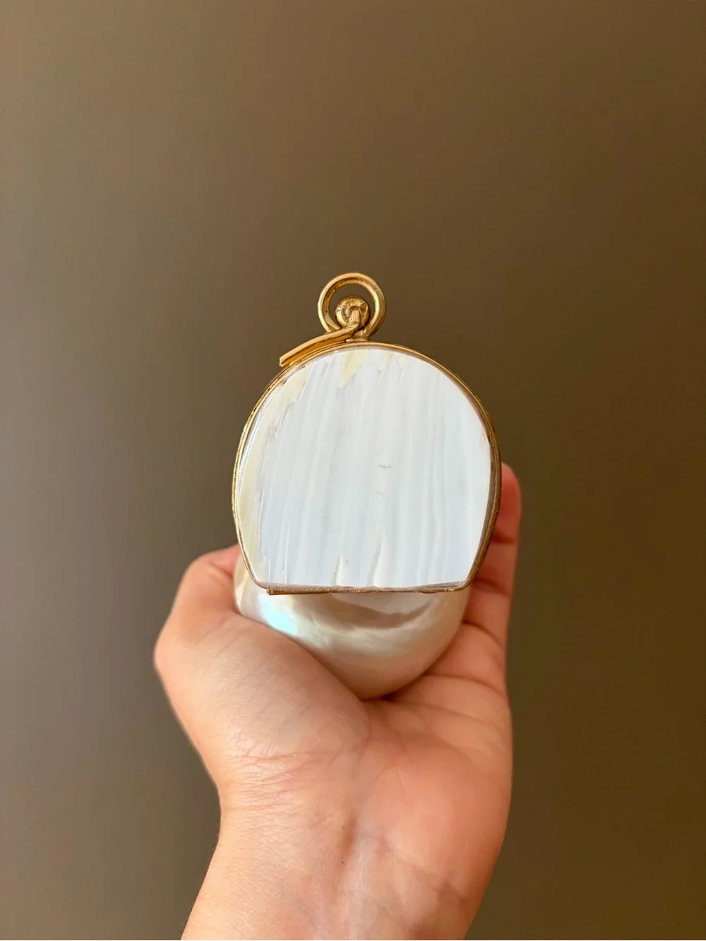 Gold and Cream Shell Clutch